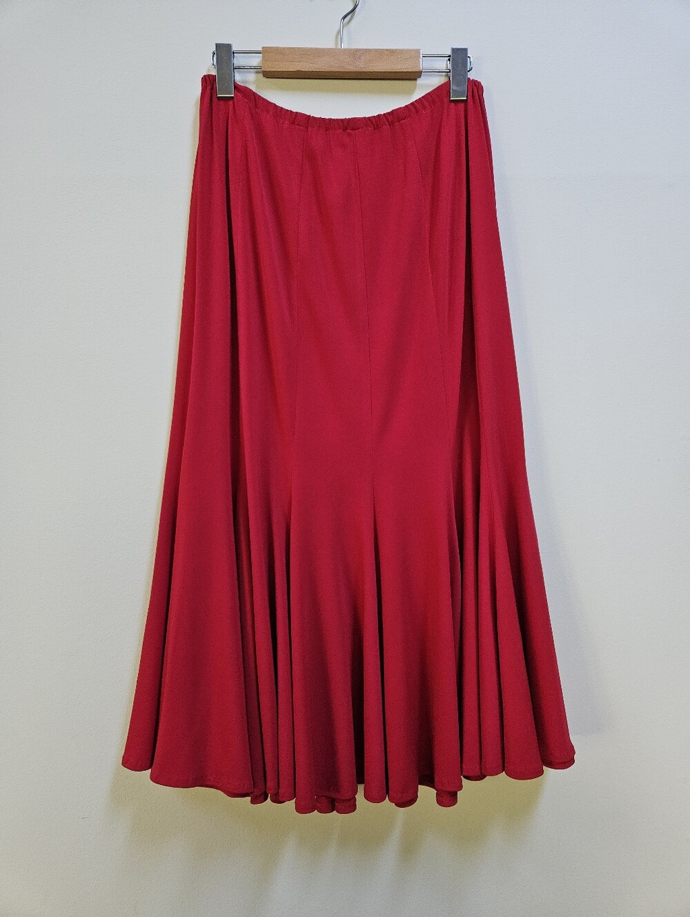 Vintage Joseph Ribkoff Y2K Red Flared Mermaid Midi Skirt Made in Canada Size 14